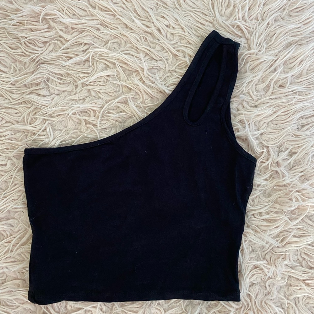 Black One-Shoulder Women's Top